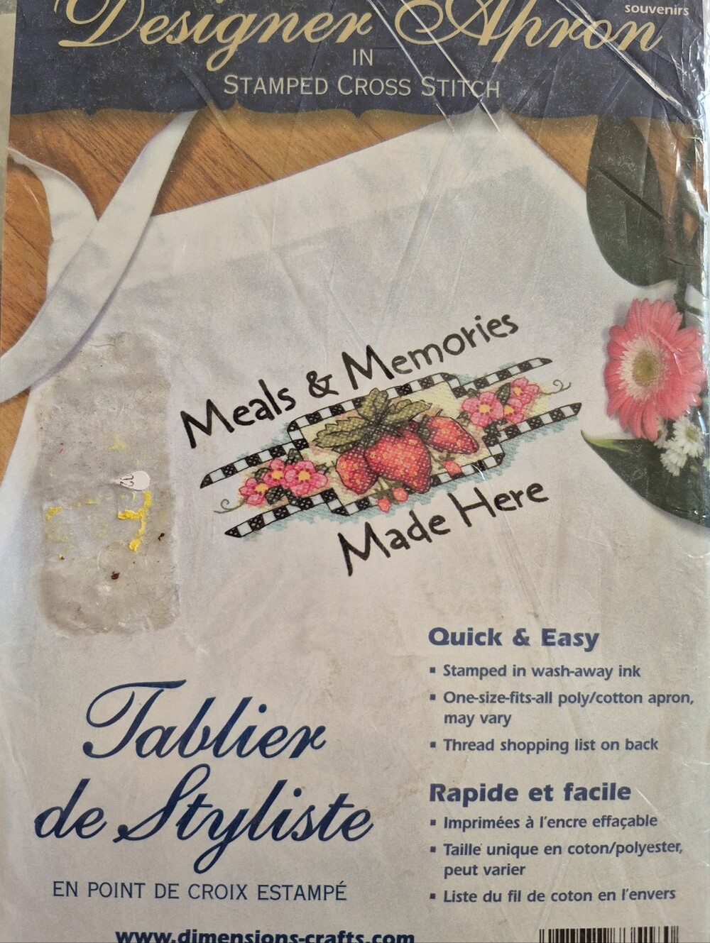 Dimensions Stamped Cross Stitch Embroidery  Apron - Meals And Memories Made Here